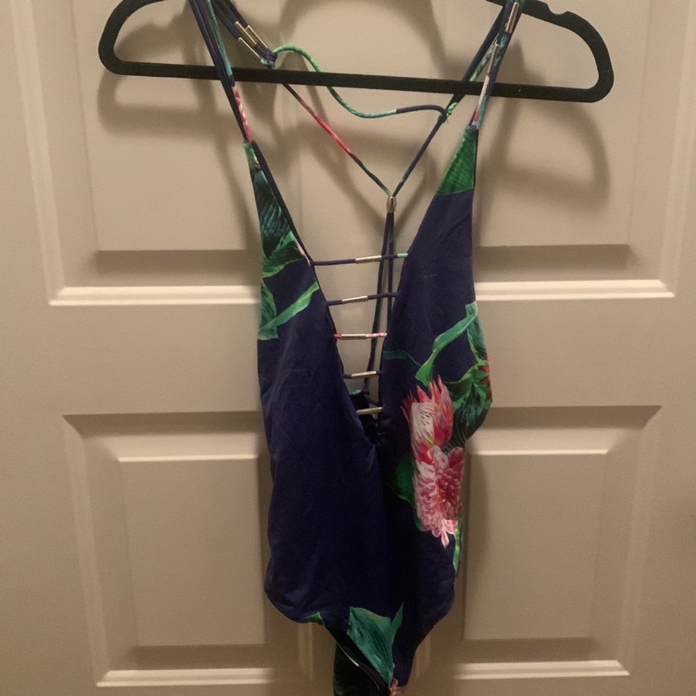 Cute Sexy TiniBikini Blue Floral One piece Swimsuit